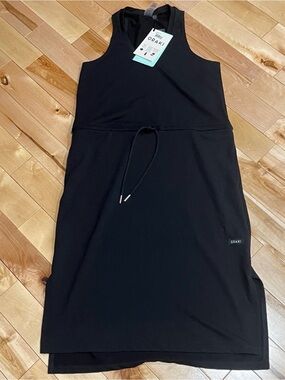 Oraki Women’s Black Midi Dress with Drawstring Waist